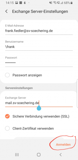Exchange Server Einstellungen
