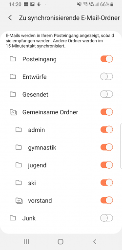 Gemeinsame Ordner wählen