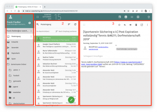 Bereiche des Email Systems