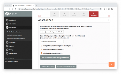Nachrichten versenden.